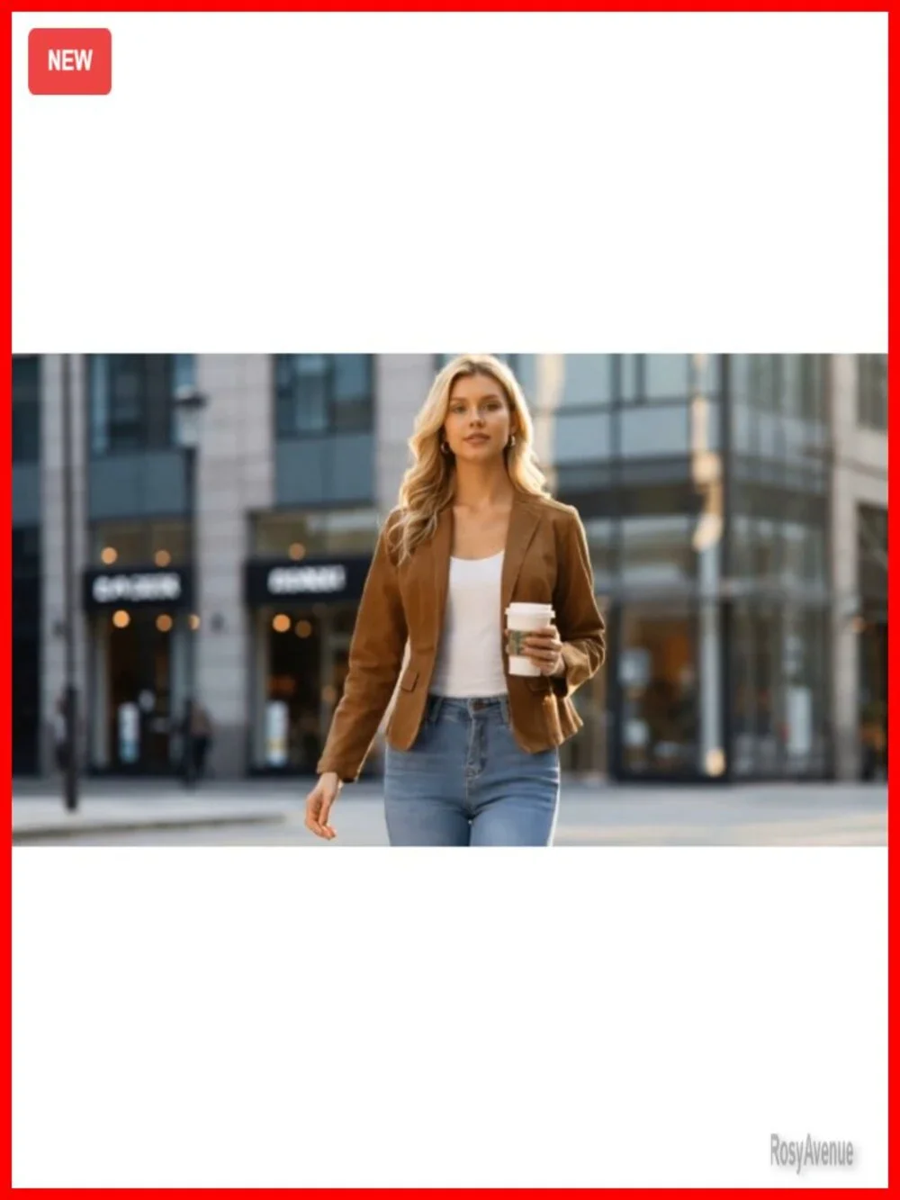 Collarless Cropped Jean Jacket Lightweight Stretchy One Button Denim Blazer
